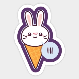 Kawaii - Rabbit Ice Cream Cone - Hi Sticker